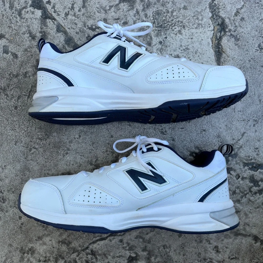 New Balance 623v3 Men 13 4E Extra Wide White Navy Leather Training Shoes walking - Picture 3 of 9